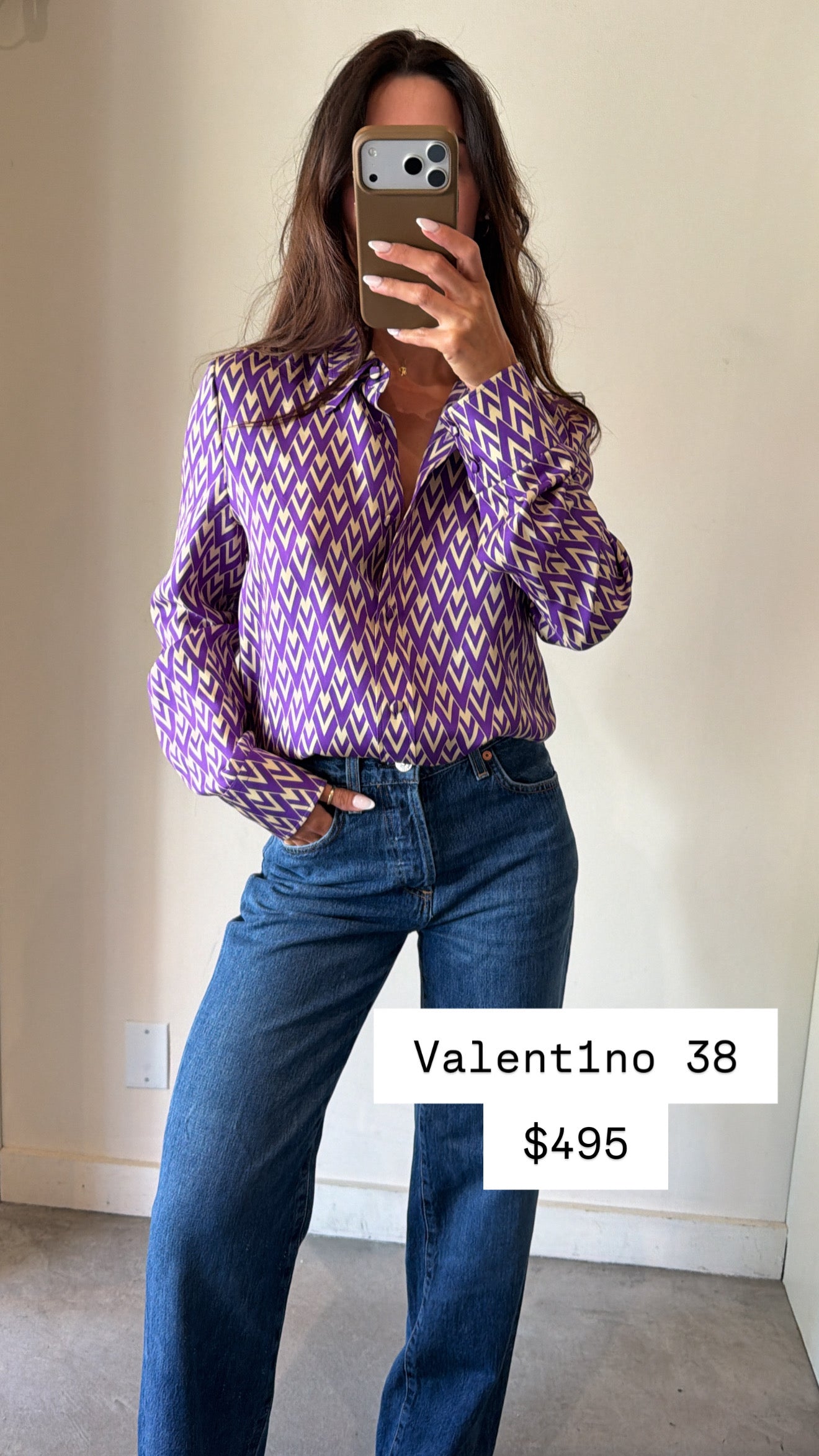 Valentino purple monogram blouse size 38