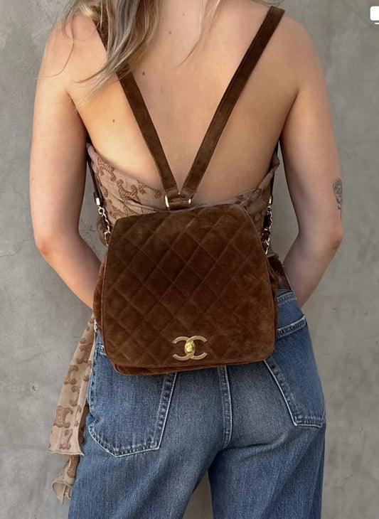 Chanel Vintage Suede Backpack