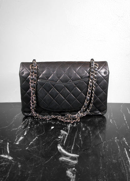 Chanel Black Lambskin Quilted Medium Double Flap