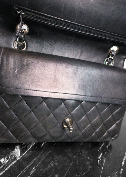 Chanel Black Lambskin Quilted Medium Double Flap