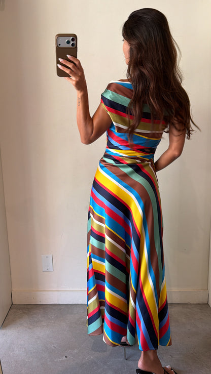 Staud striped multicolor maxi dress size 2