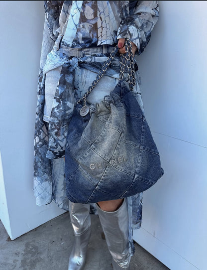 Chanel Denim 22 Hobo Bag