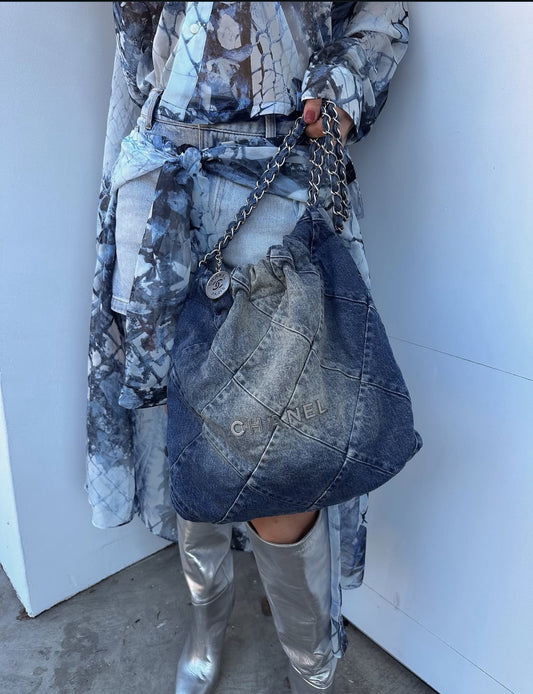 Chanel Denim 22 Hobo Bag