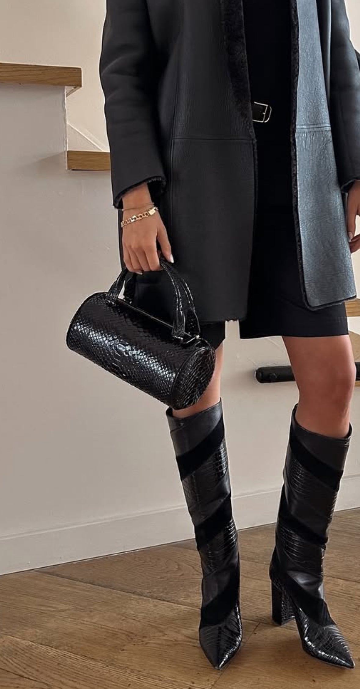 The Row Black Python 90s Round Bag
