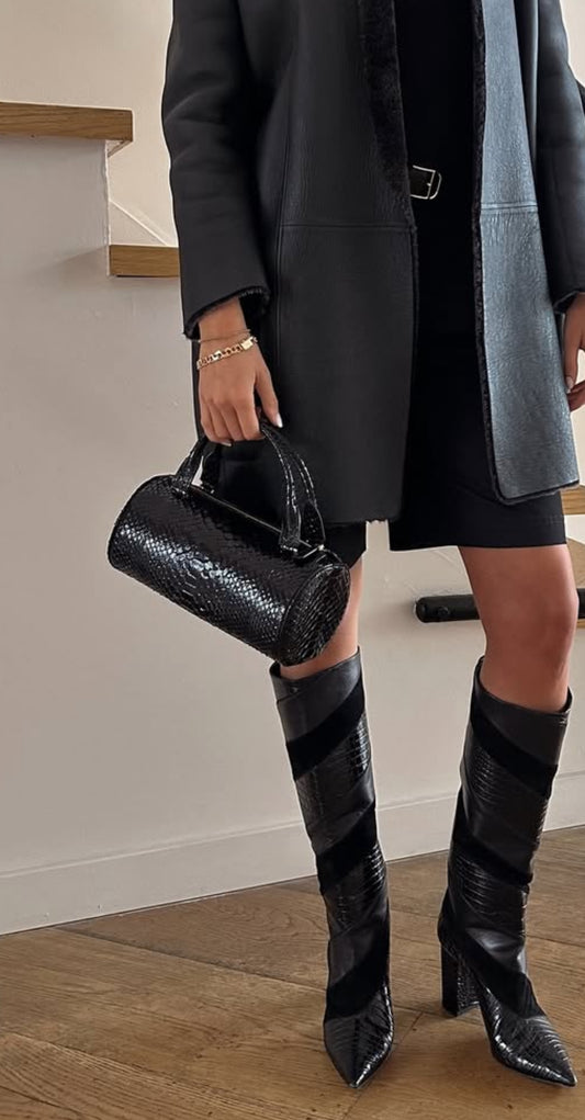 The Row Black Python 90s Round Bag