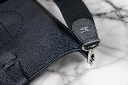 Hermès Evelyne Black Logo Leather Shoulder Bag