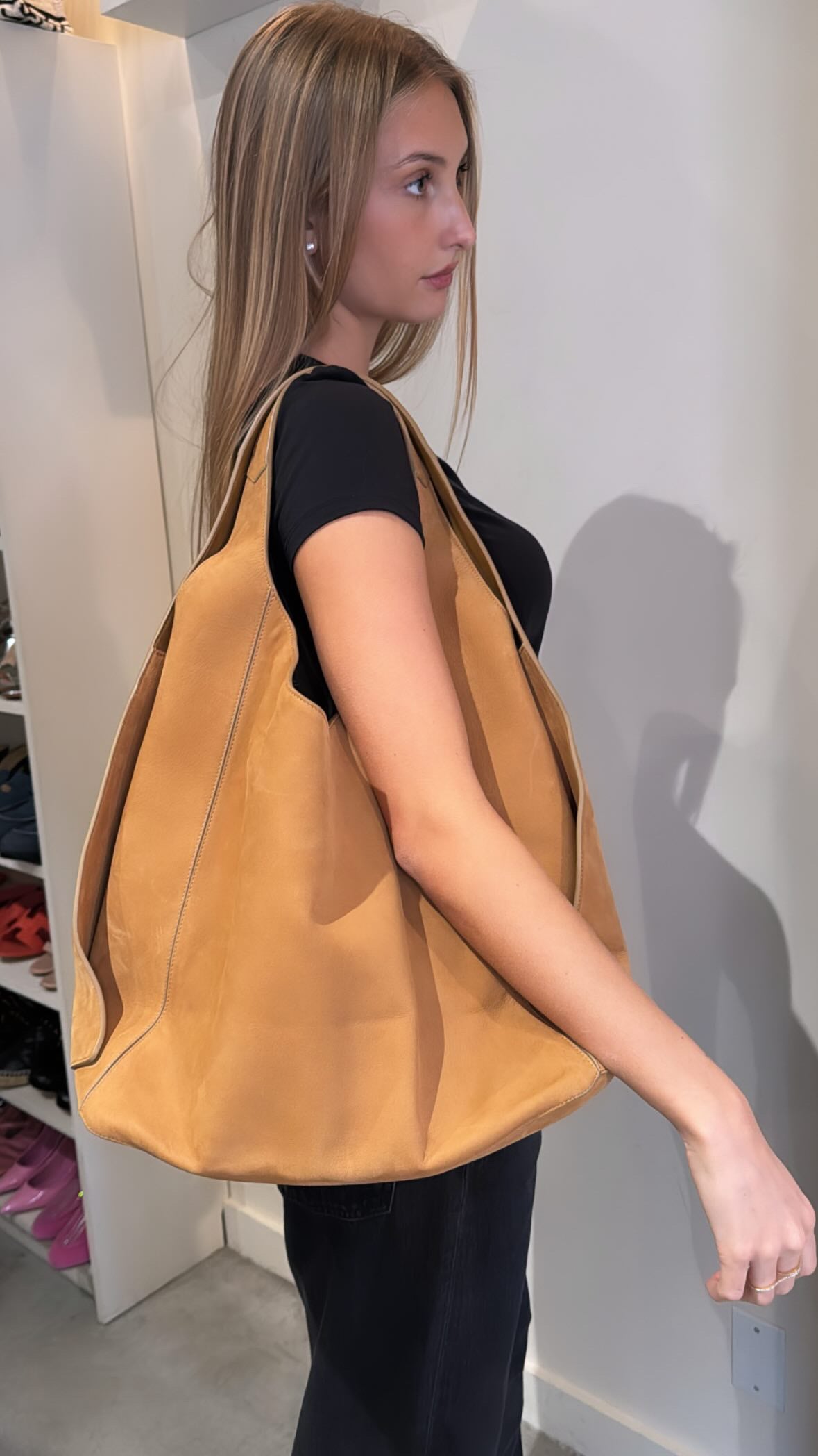 Loro Piana Light Brown Suede Hobo Bag