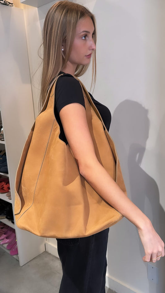 Loro Piana Light Brown Suede Hobo Bag
