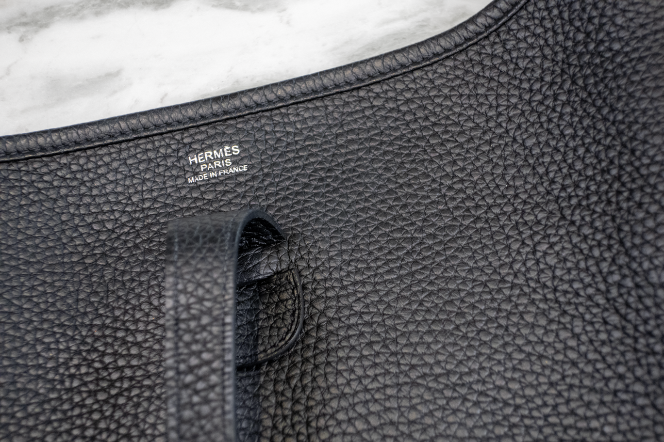 Hermès Evelyne Black Logo Leather Shoulder Bag