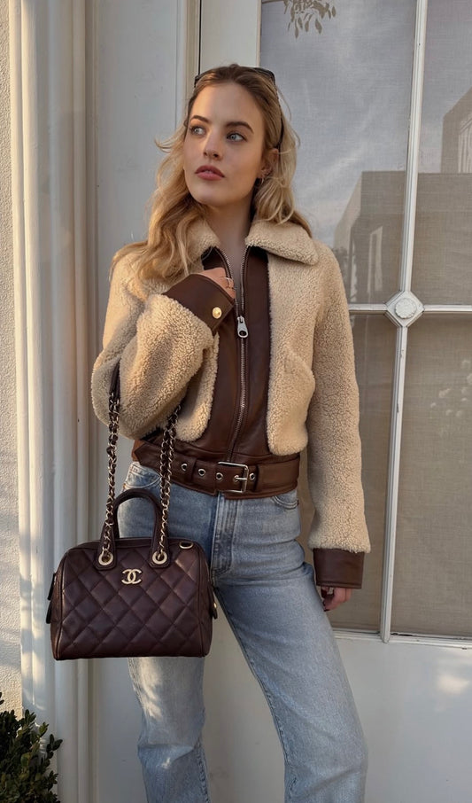 Chloe Shearling And Brown Leather Jacket