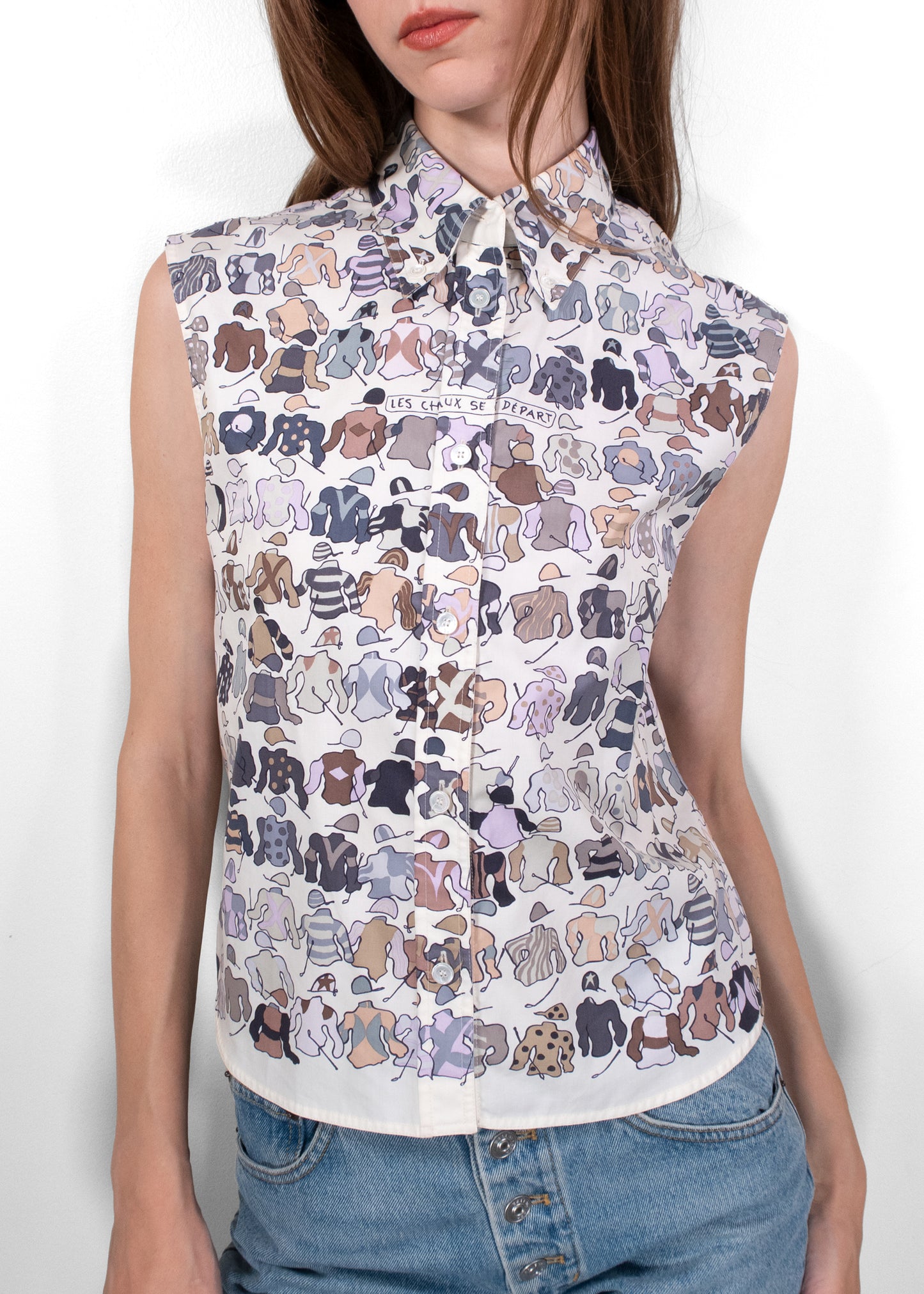 Hermès “Les Choux Se Départ” Sleeveless Blouse