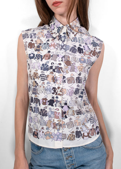 Hermès “Les Choux Se Départ” Sleeveless Blouse
