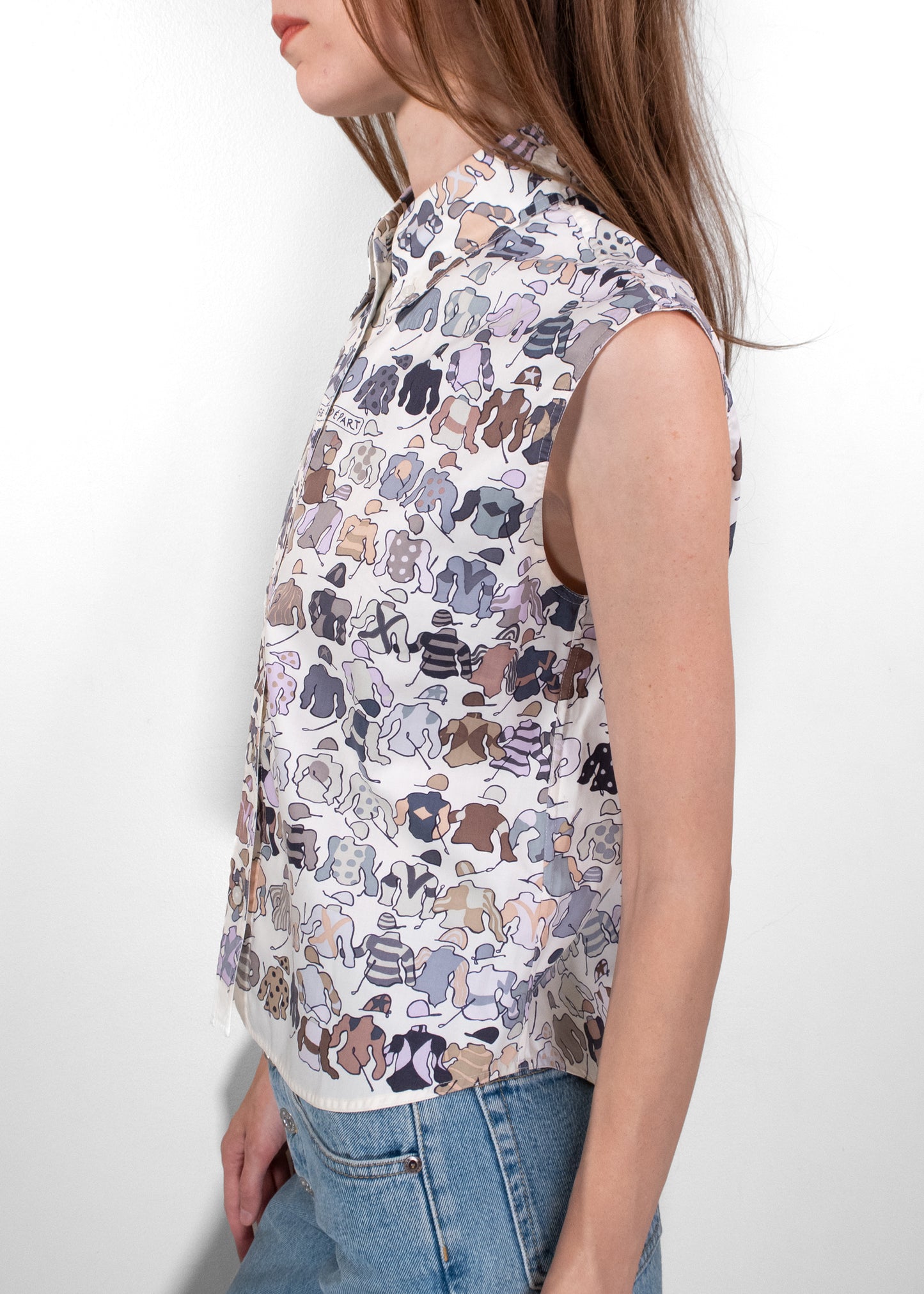Hermès “Les Choux Se Départ” Sleeveless Blouse