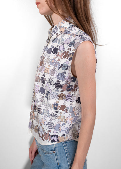 Hermès “Les Choux Se Départ” Sleeveless Blouse