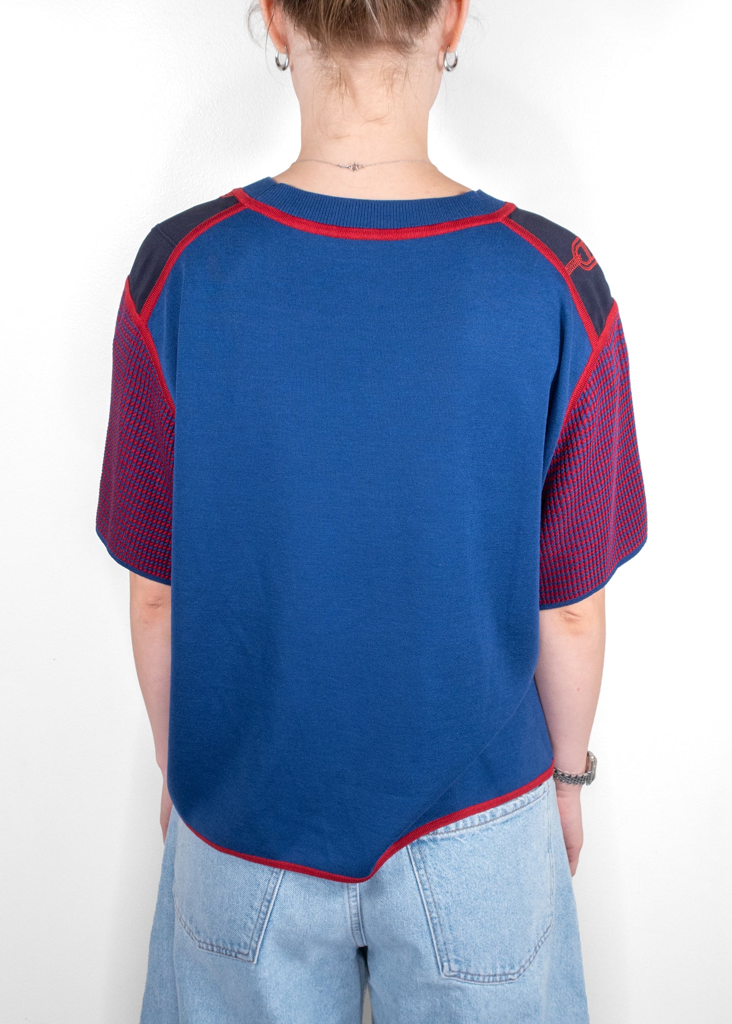 Hermès Navy Chain Print Knit Top