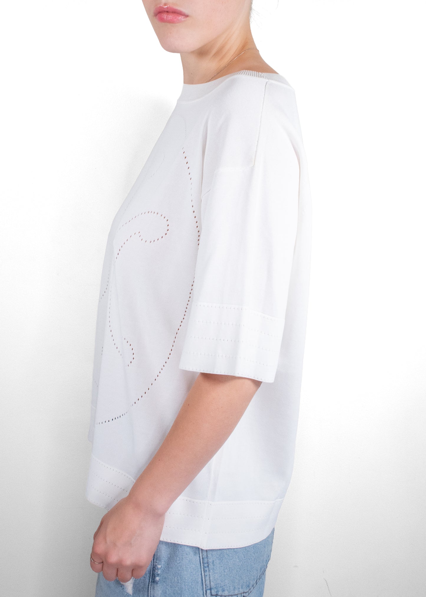 Hermès White Eyelet Logo T-Shirt
