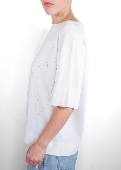 Hermès White Eyelet Logo T-Shirt