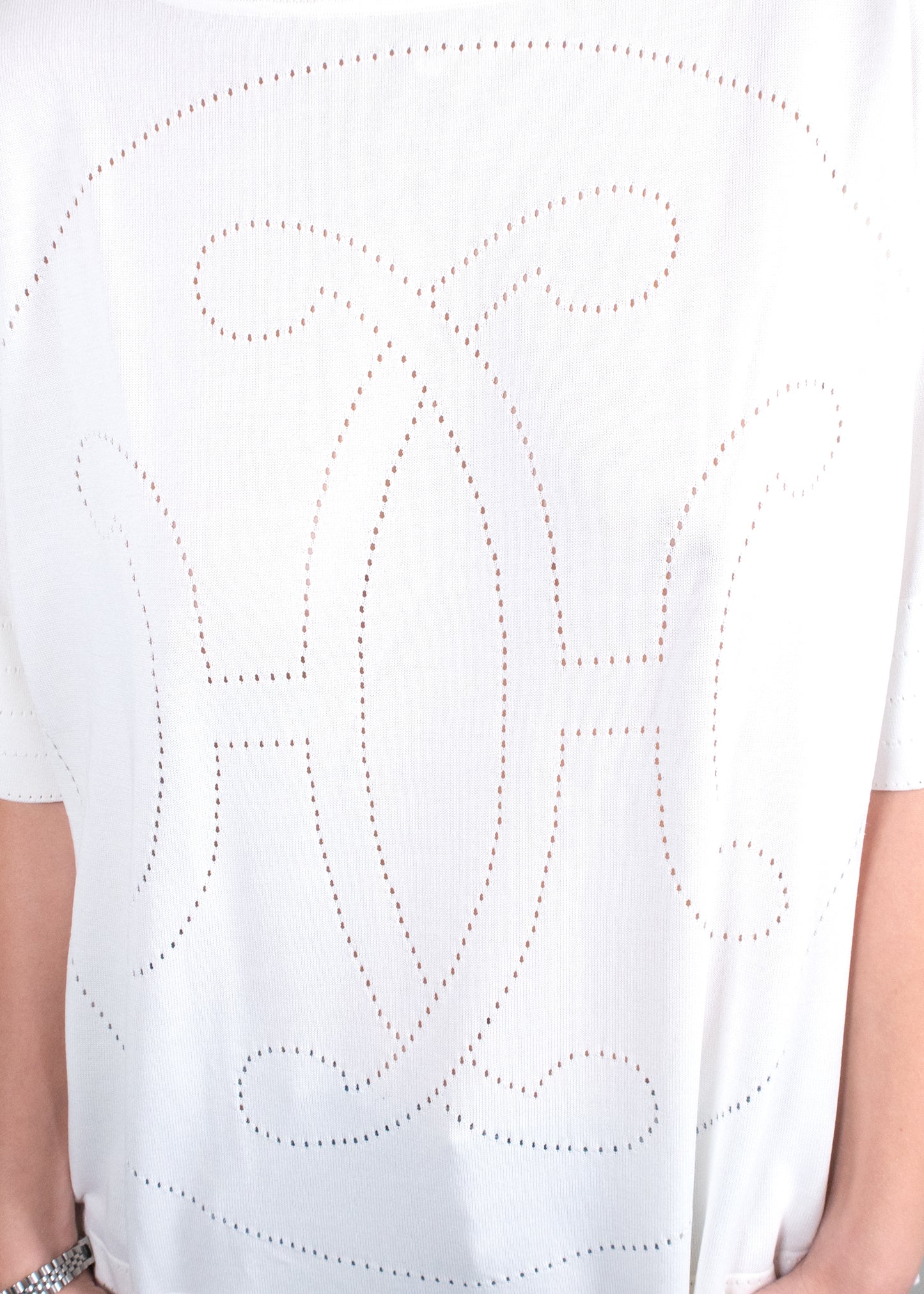 Hermès White Eyelet Logo T-Shirt