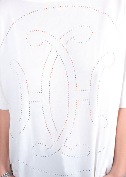 Hermès White Eyelet Logo T-Shirt