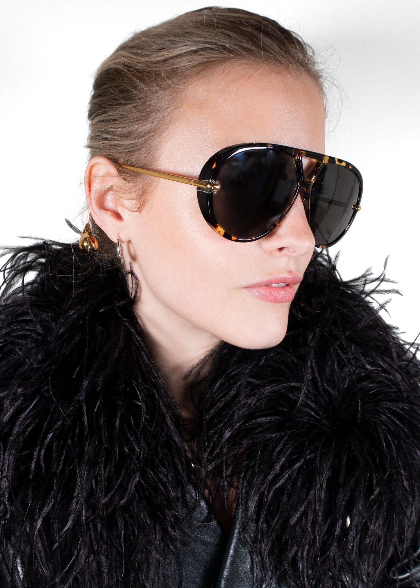 Bottega Veneta Tortoise Aviator Sunglasses