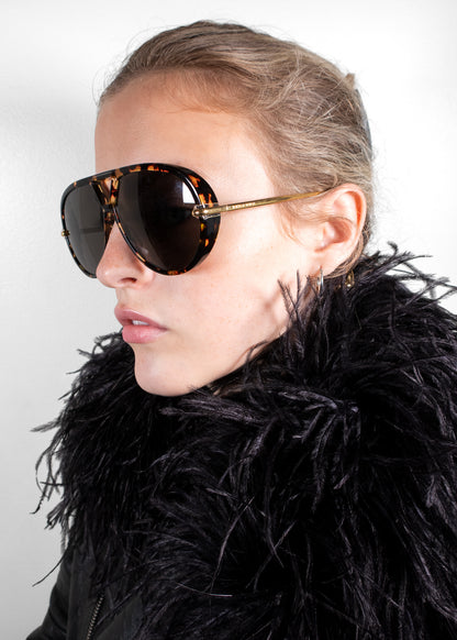 Bottega Veneta Tortoise Aviator Sunglasses