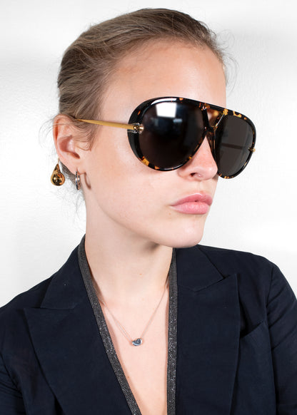 Bottega Veneta Tortoise Aviator Sunglasses