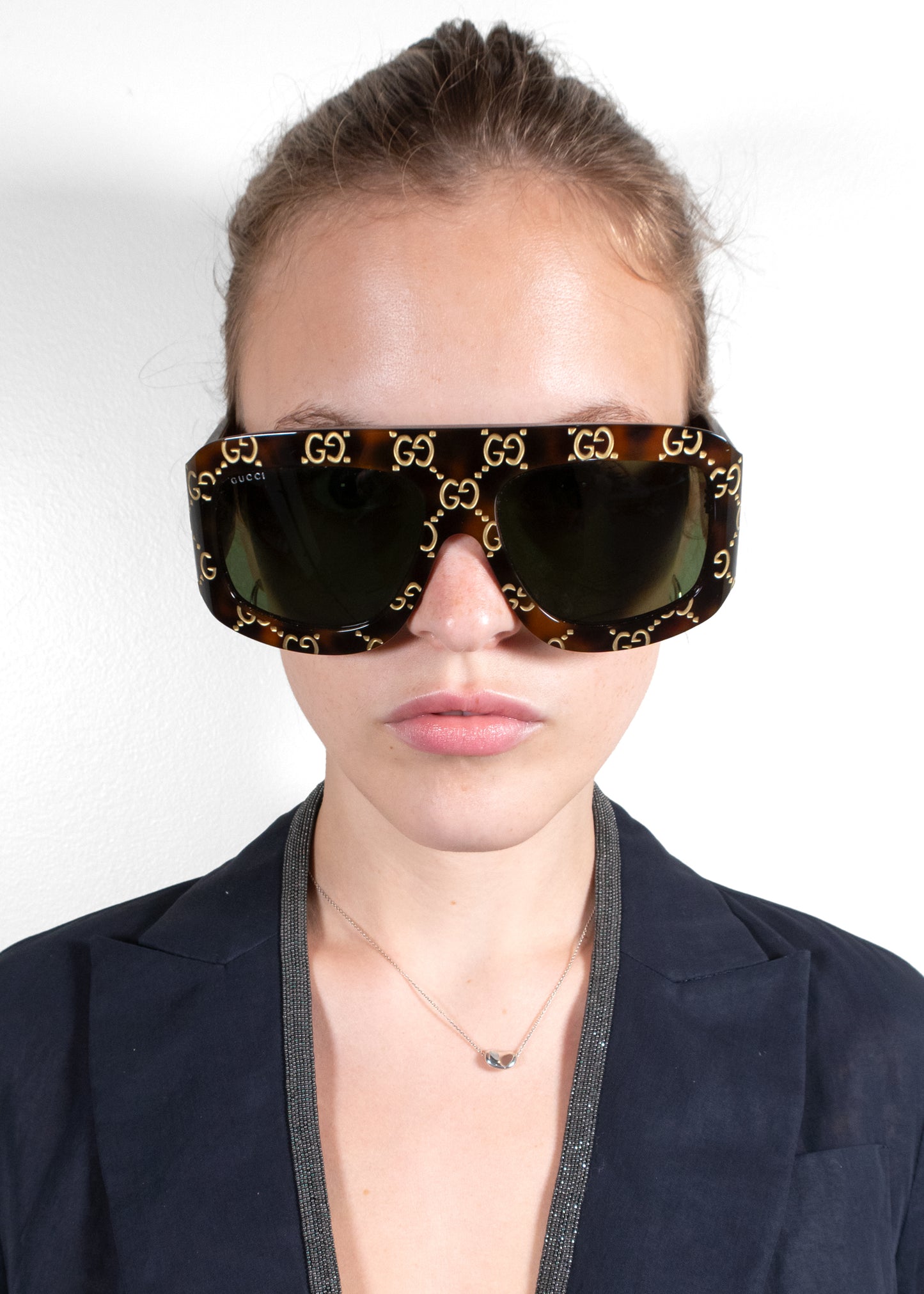 Gucci Oversized GG Logo Shield Sunglasses