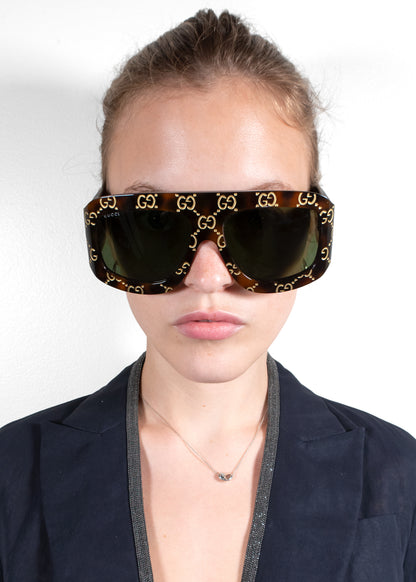 Gucci Oversized GG Logo Shield Sunglasses
