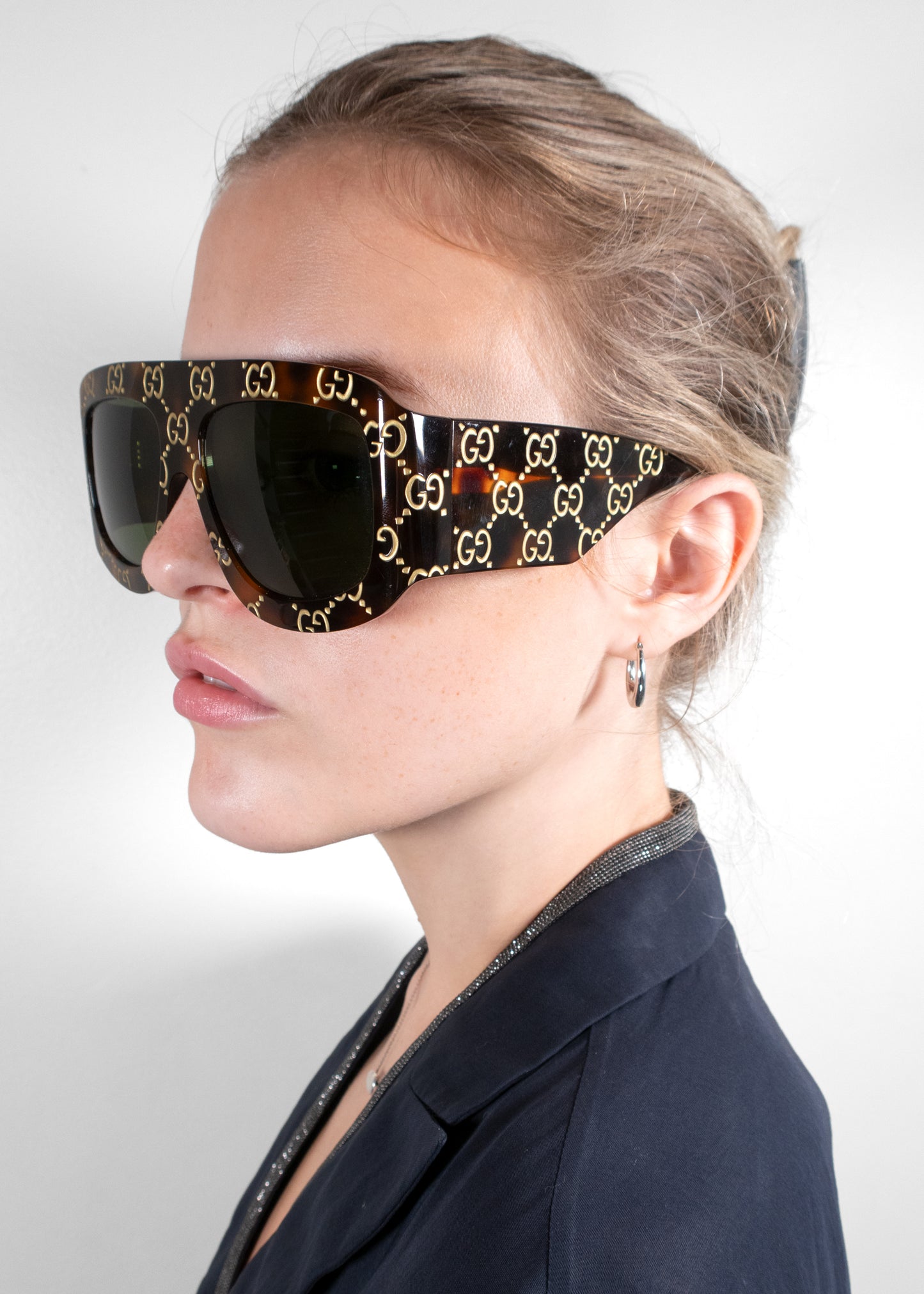 Gucci Oversized GG Logo Shield Sunglasses
