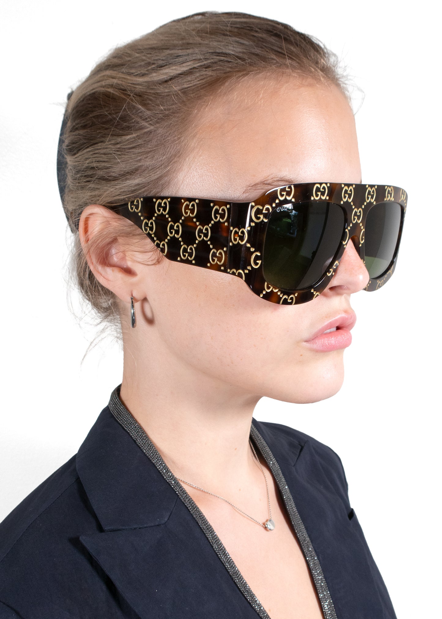 Gucci Oversized GG Logo Shield Sunglasses