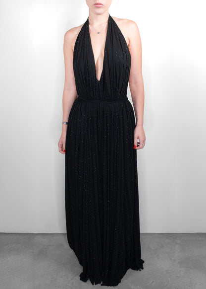 Saint Laurent Black Plunging Halter Gown