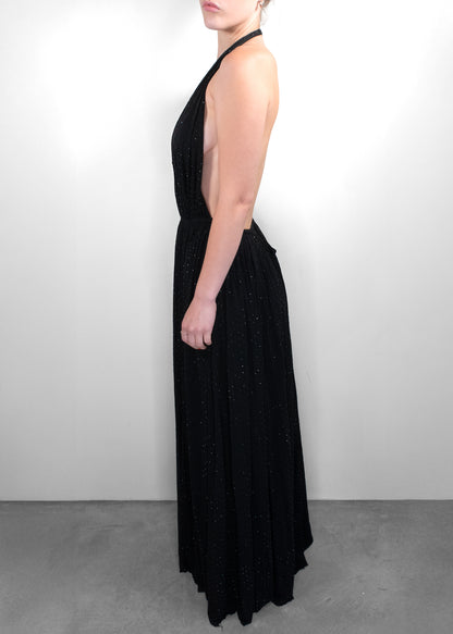 Saint Laurent Black Plunging Halter Gown