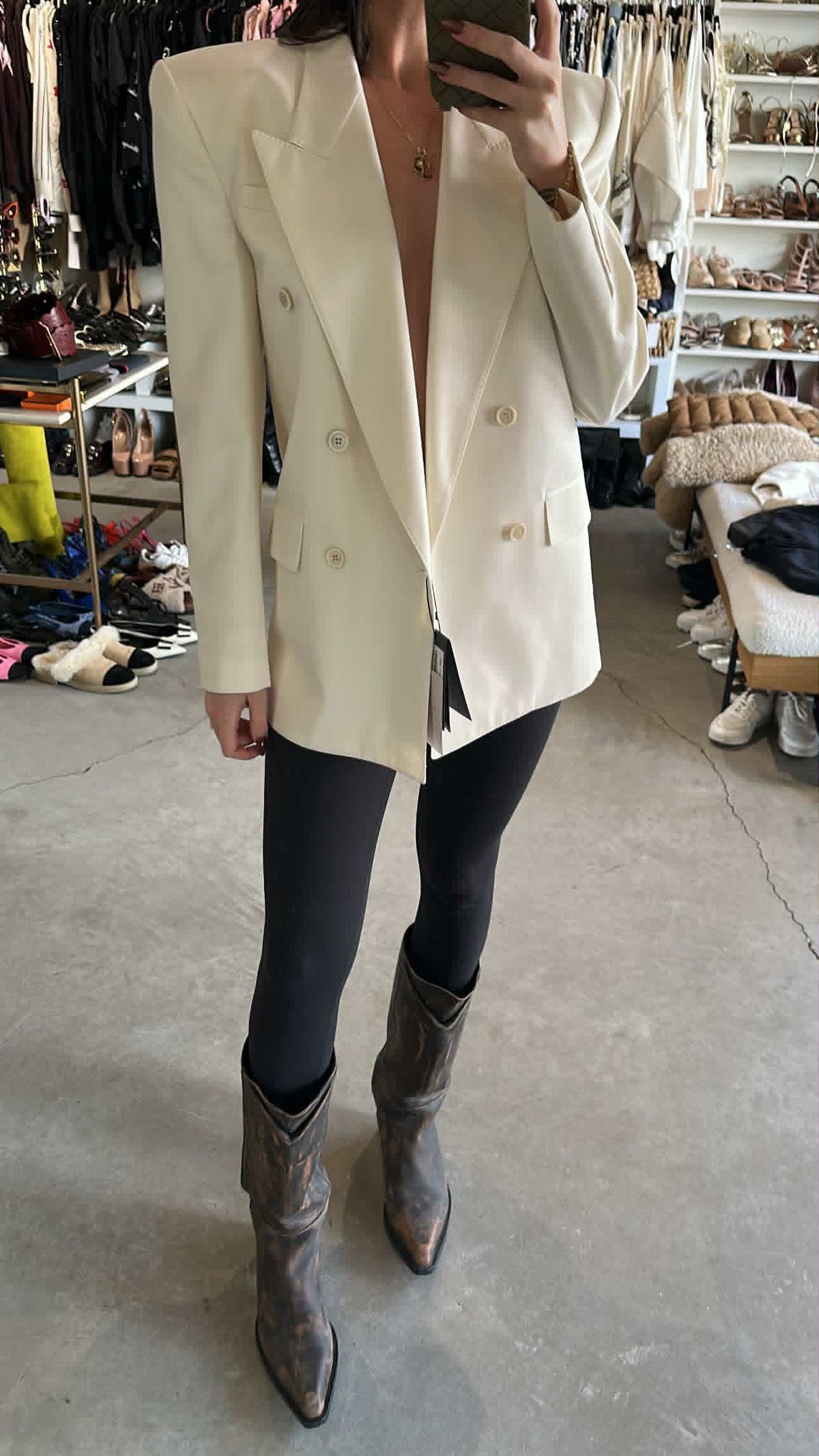 Saint Laurent Ivory Blazer With Shoulder Pads NWT