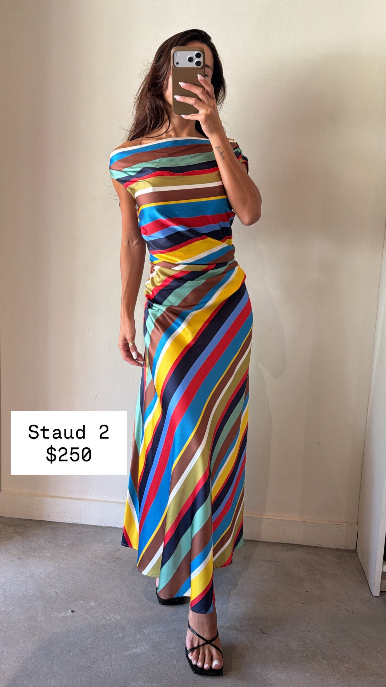 Staud striped multicolor maxi dress size 2