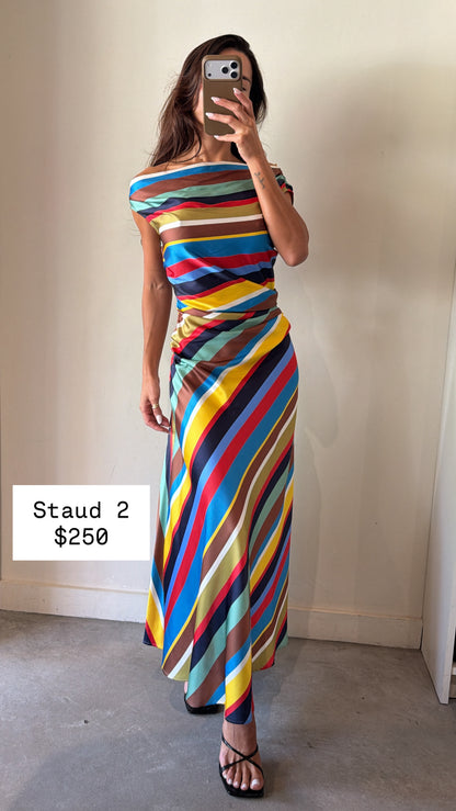 Staud striped multicolor maxi dress size 2