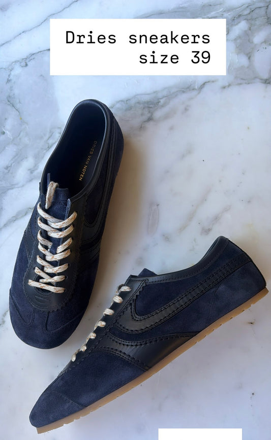 Dries Van Noten Navy Suede Low Top Sneakers Size 39
