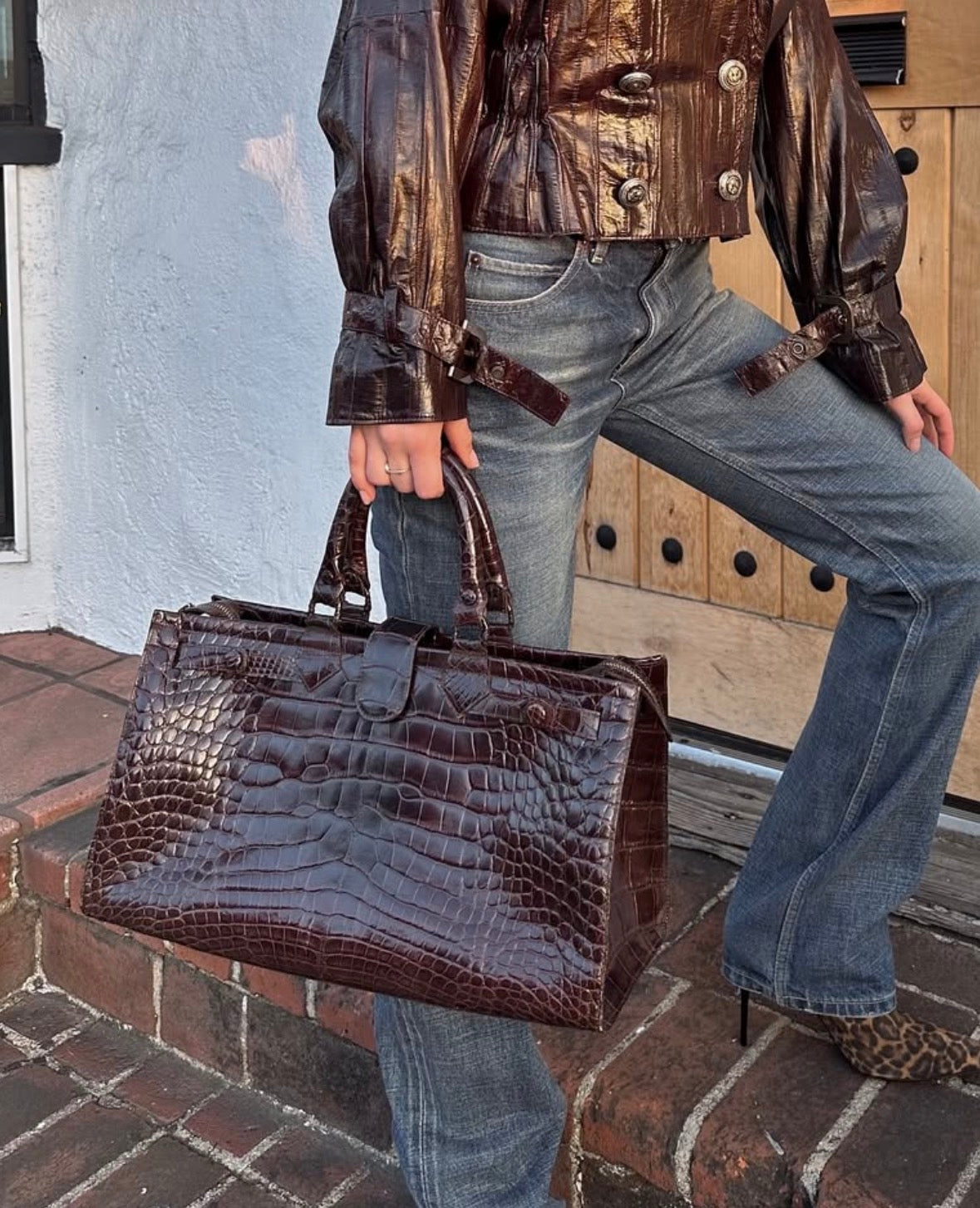 Rochs Vintage Brown Croc Bag