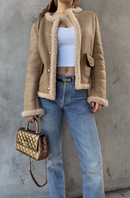 Chanel Gold Caviar Leather Top Handle Flap Bag