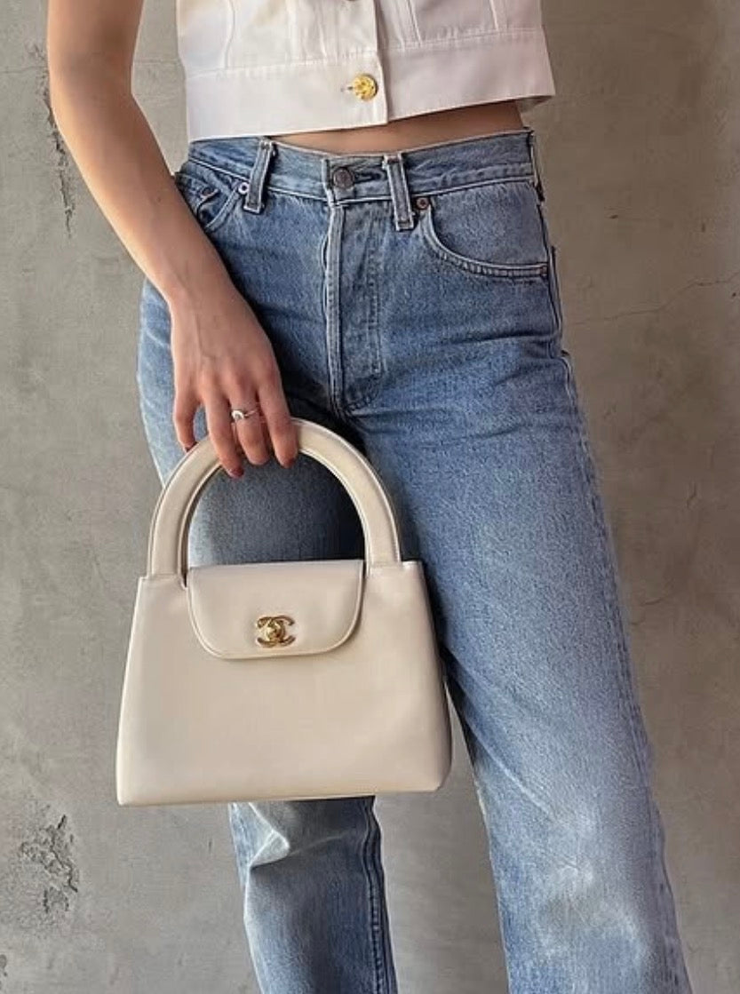 Chanel Beige Coco Kelly Leather Handbag