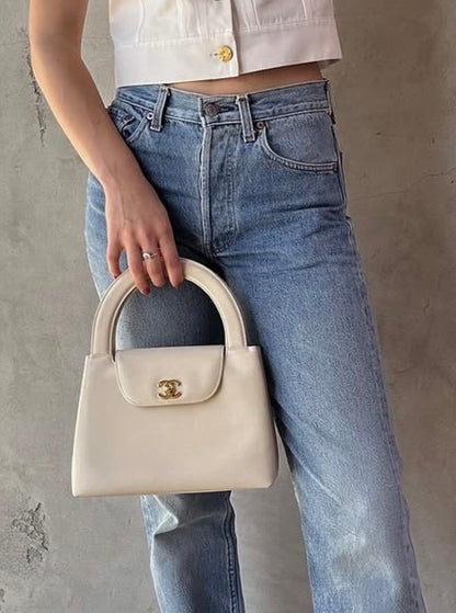 Chanel Beige Coco Kelly Leather Handbag
