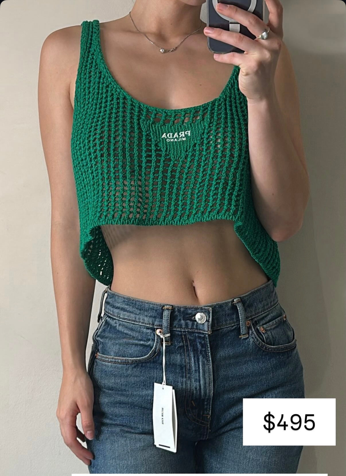 Prada green crochet top