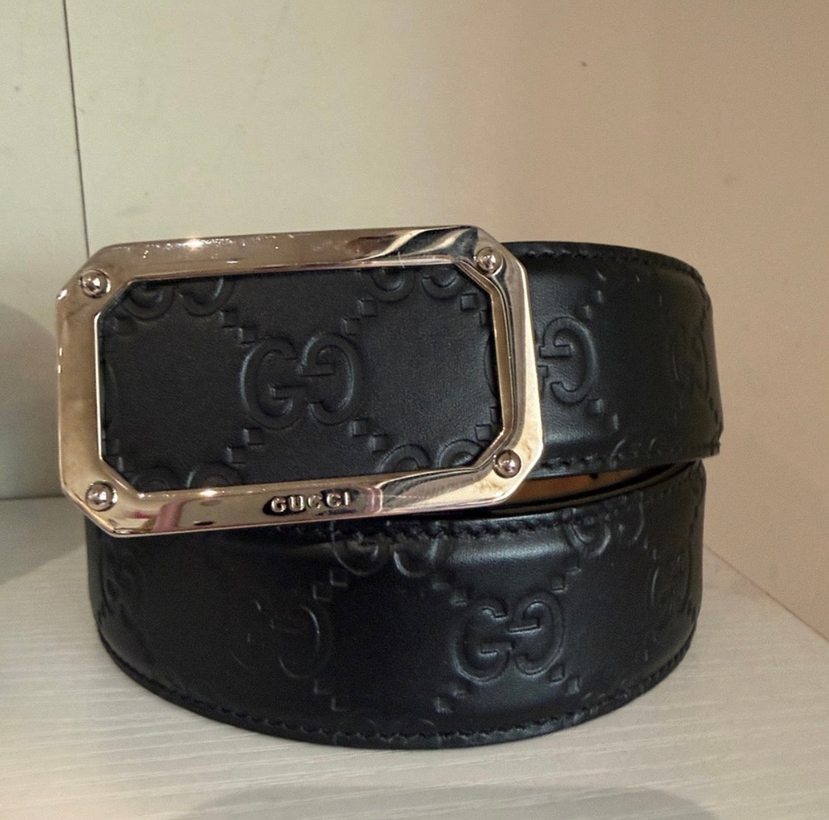 Gucci black monogram belt size 95