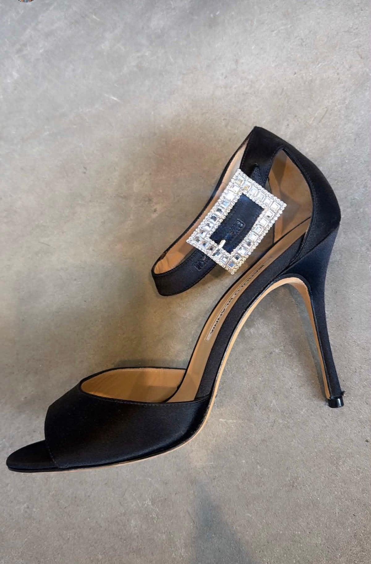 Manolo Blahnik satin ankle strap heels