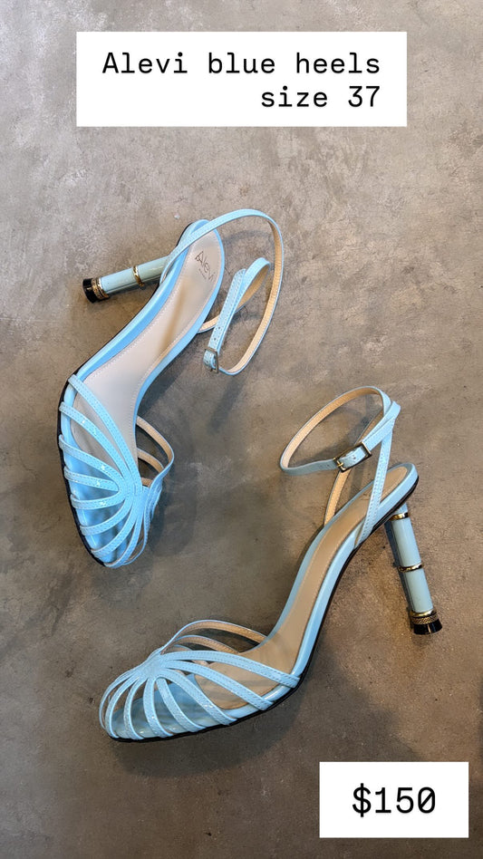 Alevi Light Blue Patent Leather Strappy Heels Size 37
