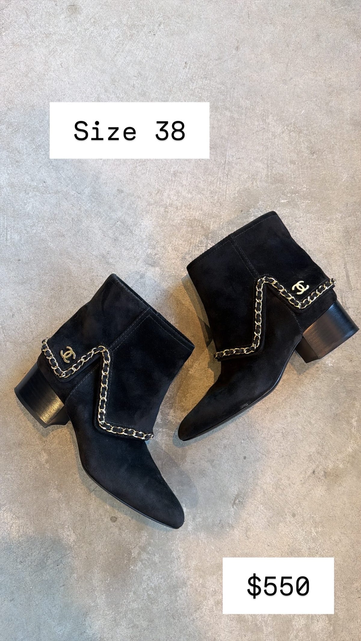 Chanel chain trim boots