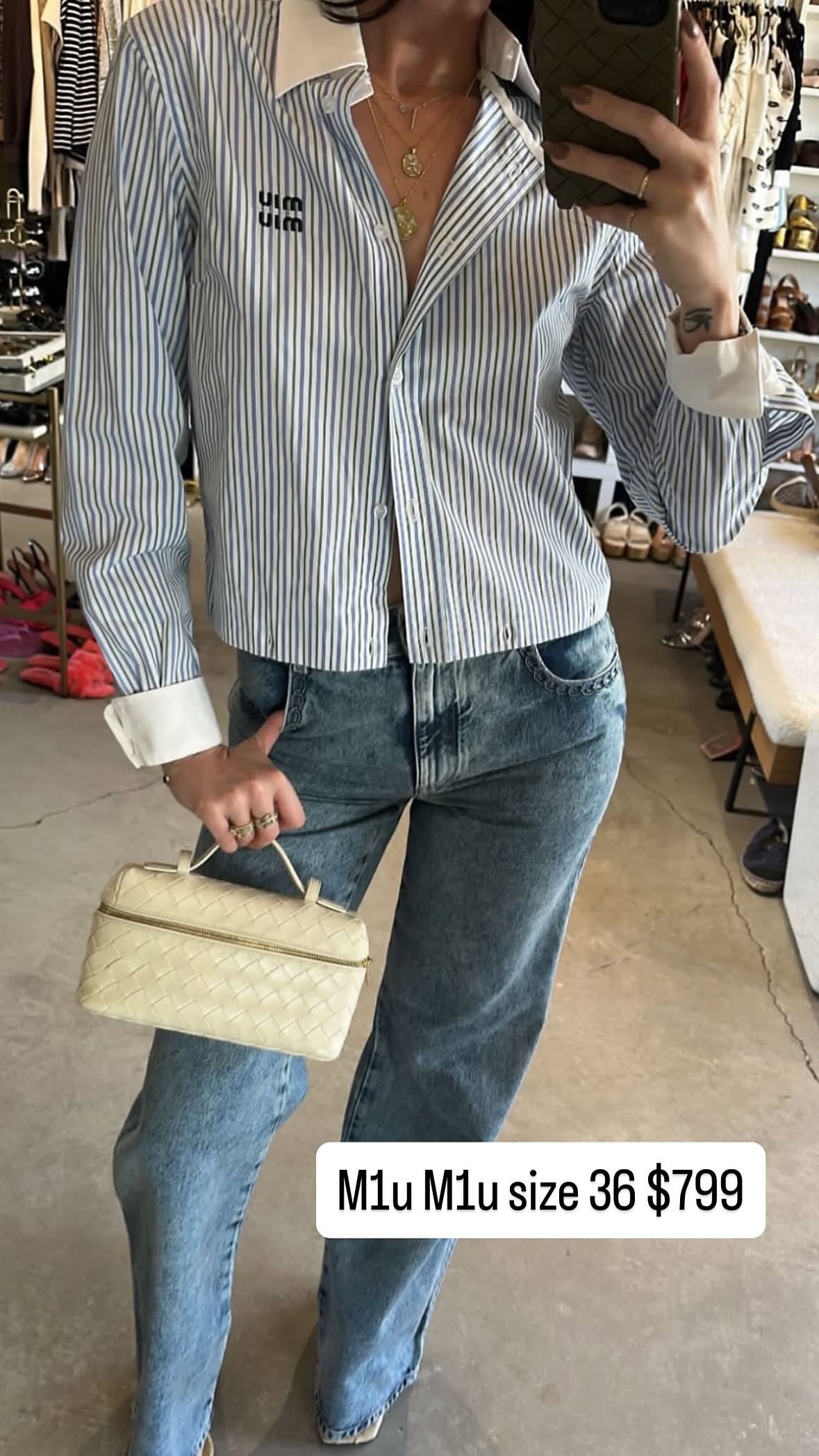Miu Miu striped logo shirt