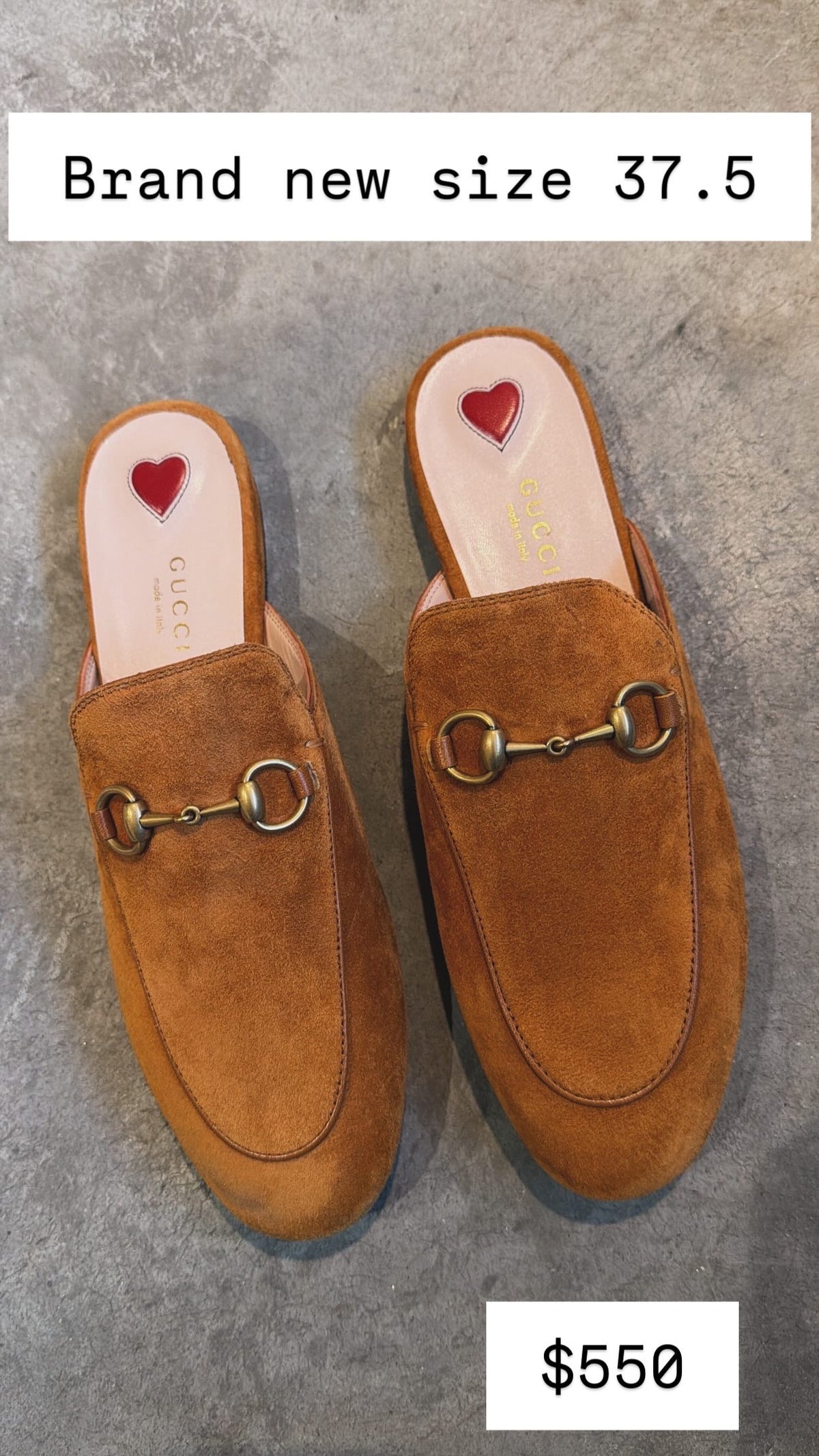 Brand new Gucci suede slip on loafers