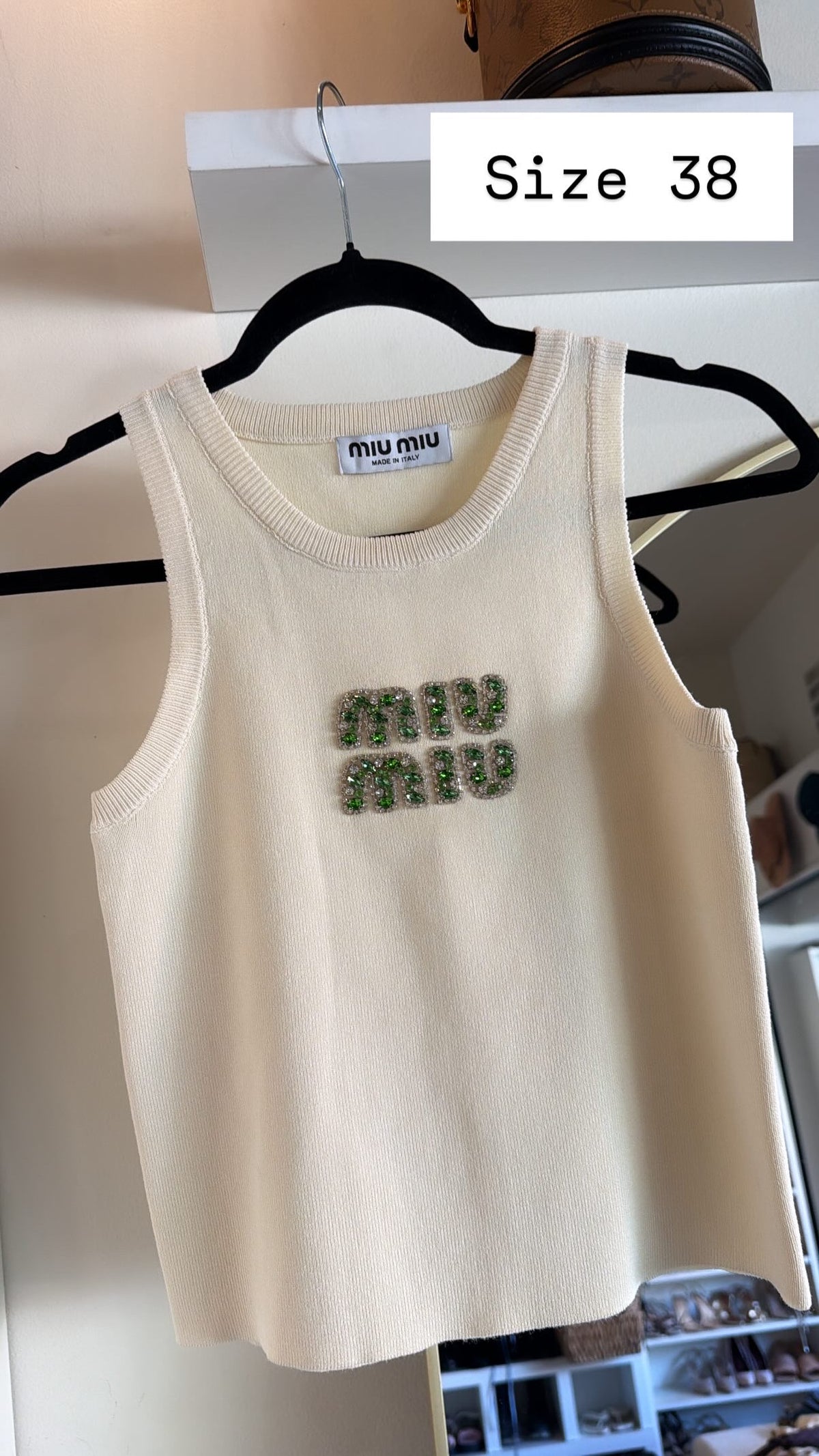 Miu Miu Crystal logo knit top