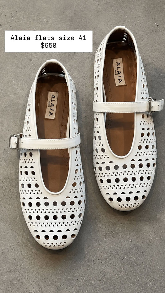 Alaia White Cut Out Flats Size 41