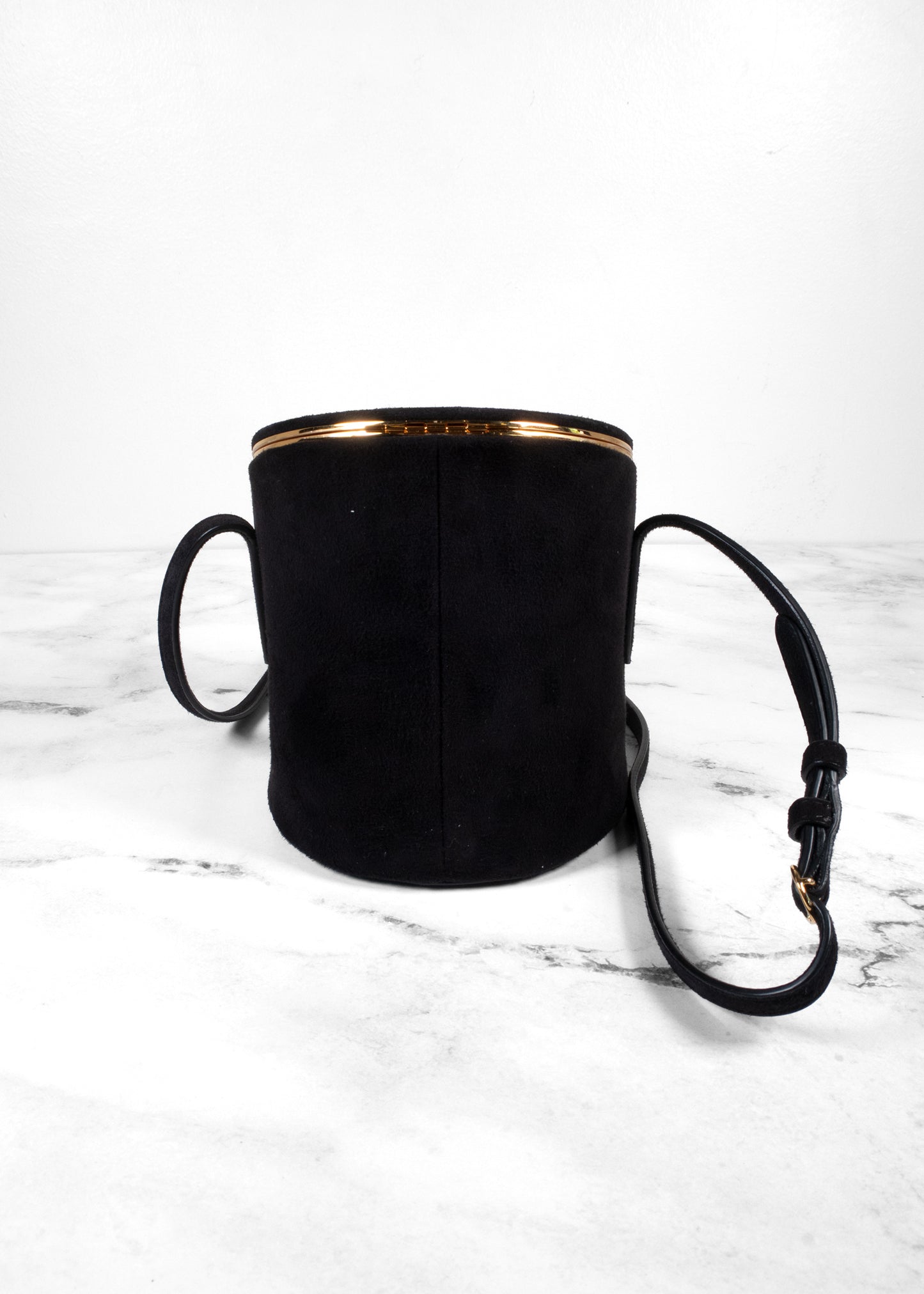 Alaïa Suede Corset Minaudière Cylindrical Bucket Crossbody Bag